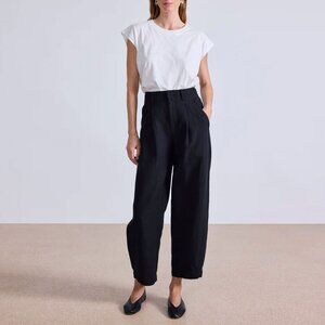 Apiece Apart Black Cropped Wide-Leg Pants